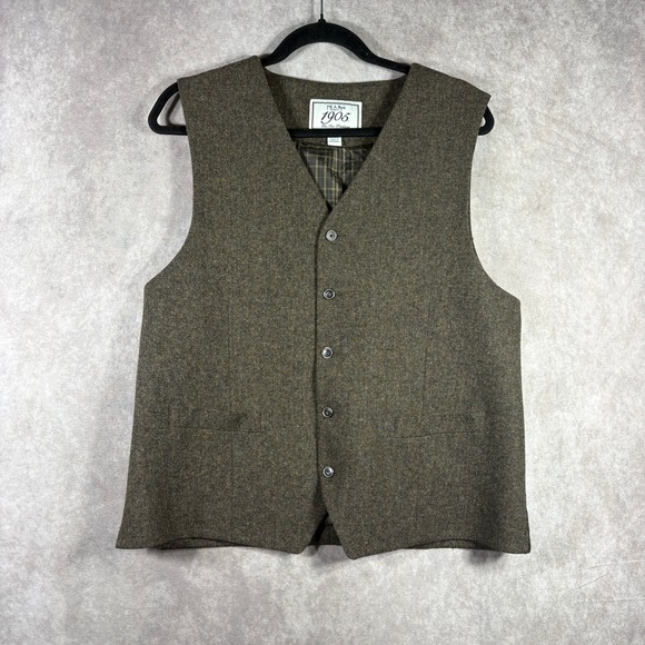 Jos. A. Bank Other - Jos. A. Bank Tuxedo Vest Mens Large Brown Wool Button Front V-Neck Preppy Geek